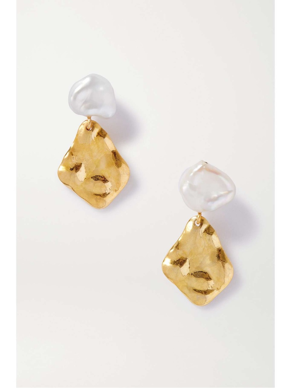 Chan Luu Gold-tone Hammered Drops with White Pearl Tops
